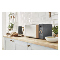 Swan Nordic Digital LED Microwave With Wood Effect Handle 20 Liters 800 W - Slate Grey