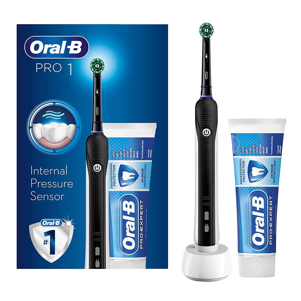 Oral B Pro 1-650 Electric Toothbrush with 1 Bonus Pro Expert Professional Protection Toothpaste - Black Main image