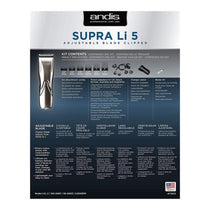Andis Supra Li 5 Adjustable Blade Clipper High Speed 5 Cut Lengths - Silver