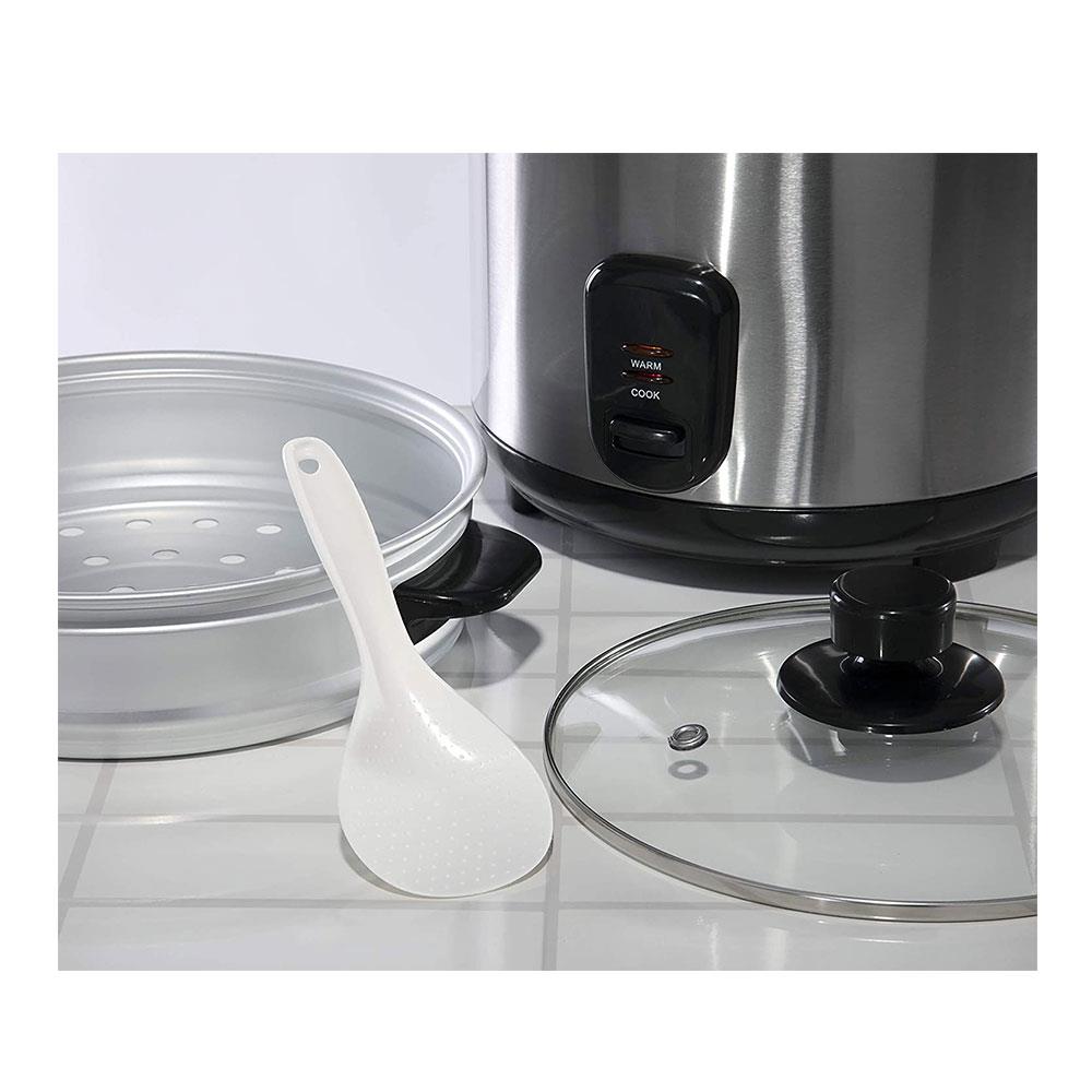 Daewoo Rice Cooker With Steamer Basket Stainless Steel 700 W 1.8 Litre - Silver
