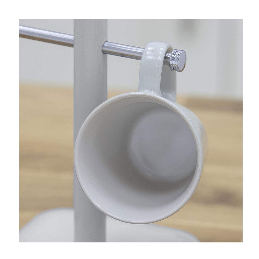 Swan Retro 6 Cup Mug Tree Weighted Base Polished Metal - Grey Secondary image