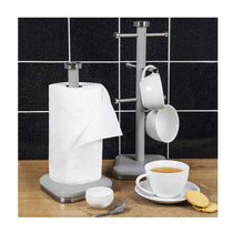 Swan Retro 6 Cup Mug Tree Weighted Base Polished Metal - Grey