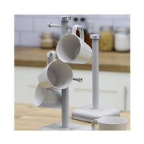 Swan Retro 6 Cup Mug Tree Weighted Base Polished Metal - Grey