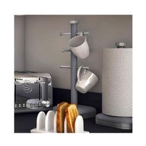 Swan Retro 6 Cup Mug Tree Weighted Base Polished Metal - Grey