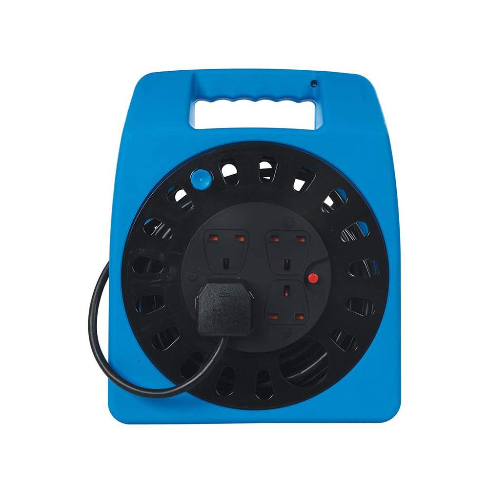 PowerMaster 4-Gang 15m Cassette Cable Reel Extension Leads 230V