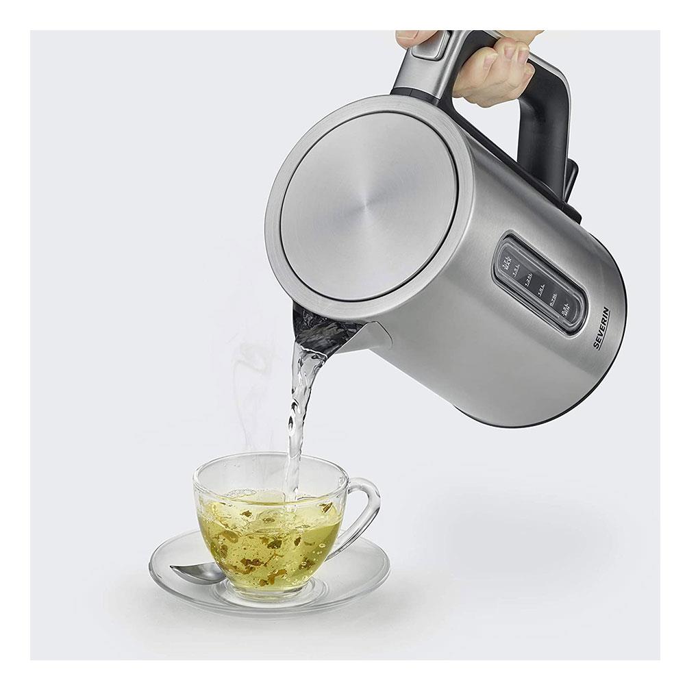Severin Electric Kettle Brushed Stainless Steel 2400 W  1.7 Litre - Silver