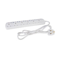 PowerMaster Switched Extension Lead With Neon Indicator 13A 6 Gang 2m 230V - White