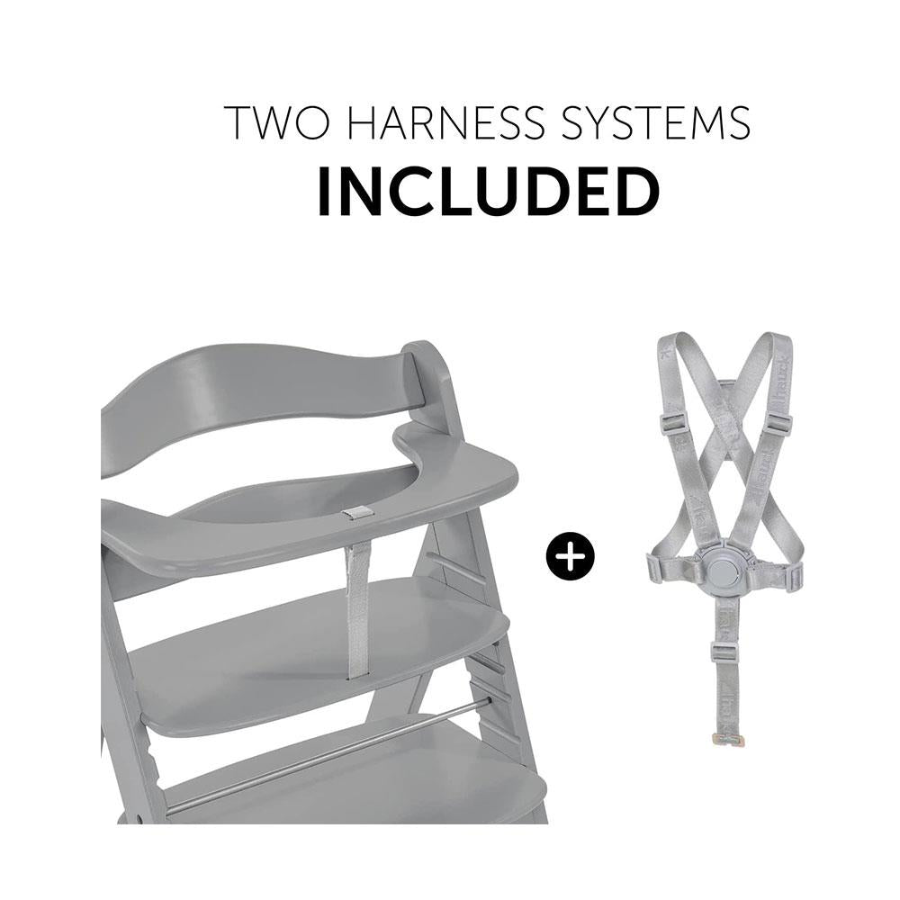Hauck Alpha+ Wooden Highchair With 2 Harness Systems - Grey