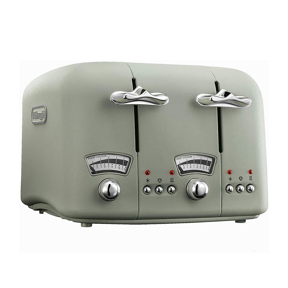 Delonghi Argento Flora 4 Slice Toaster Stainless Steel 1600 W - Green