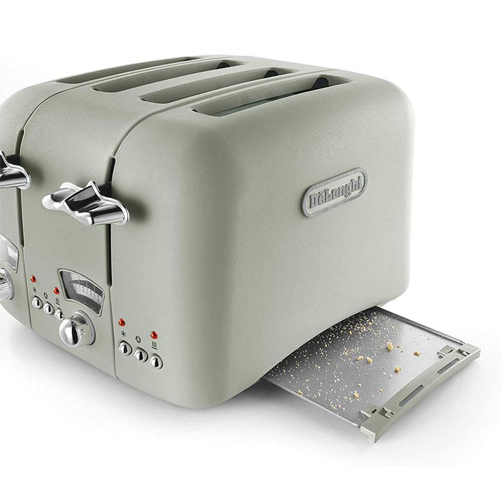 Delonghi Argento Flora 4 Slice Toaster Stainless Steel 1600 W - Green