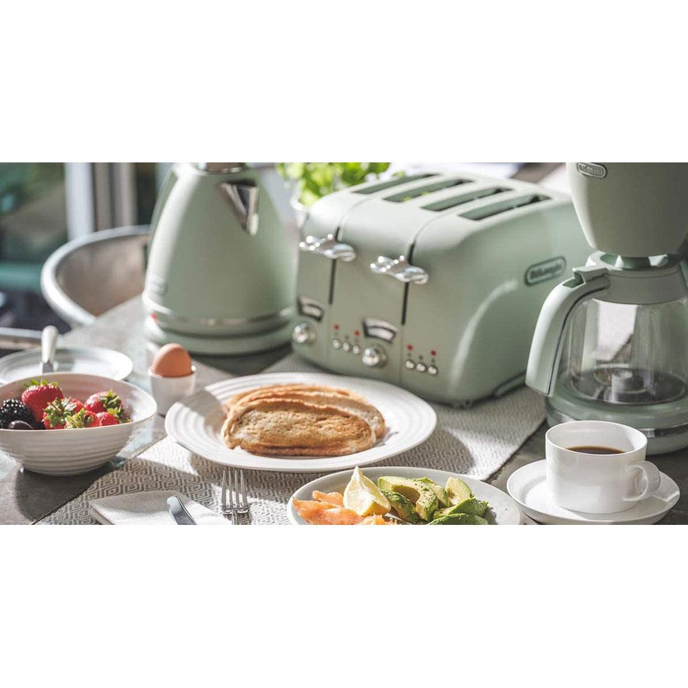 Delonghi Argento Flora 4 Slice Toaster Stainless Steel 1600 W - Green