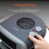 Warmlite 2000W Flat Fan Heater 2 Heat Settings 1000W/2000W - Dark Titanium