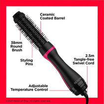 Revlon One Step Style Booster 38mm   Round Brush Dryer And Styler - Black
