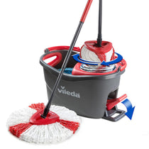 Vileda Easy Wring And Clean Turbo Spin Mop And Bucket Set - Grey/Red