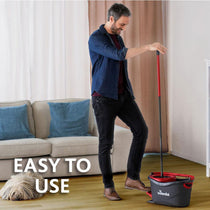 Vileda Easy Wring And Clean Turbo Spin Mop And Bucket Set - Grey/Red
