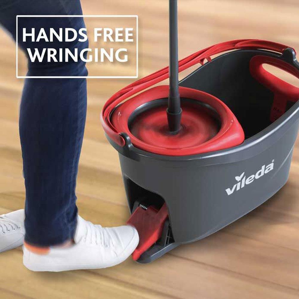 Vileda Easy Wring And Clean Turbo Spin Mop And Bucket Set - Grey/Red