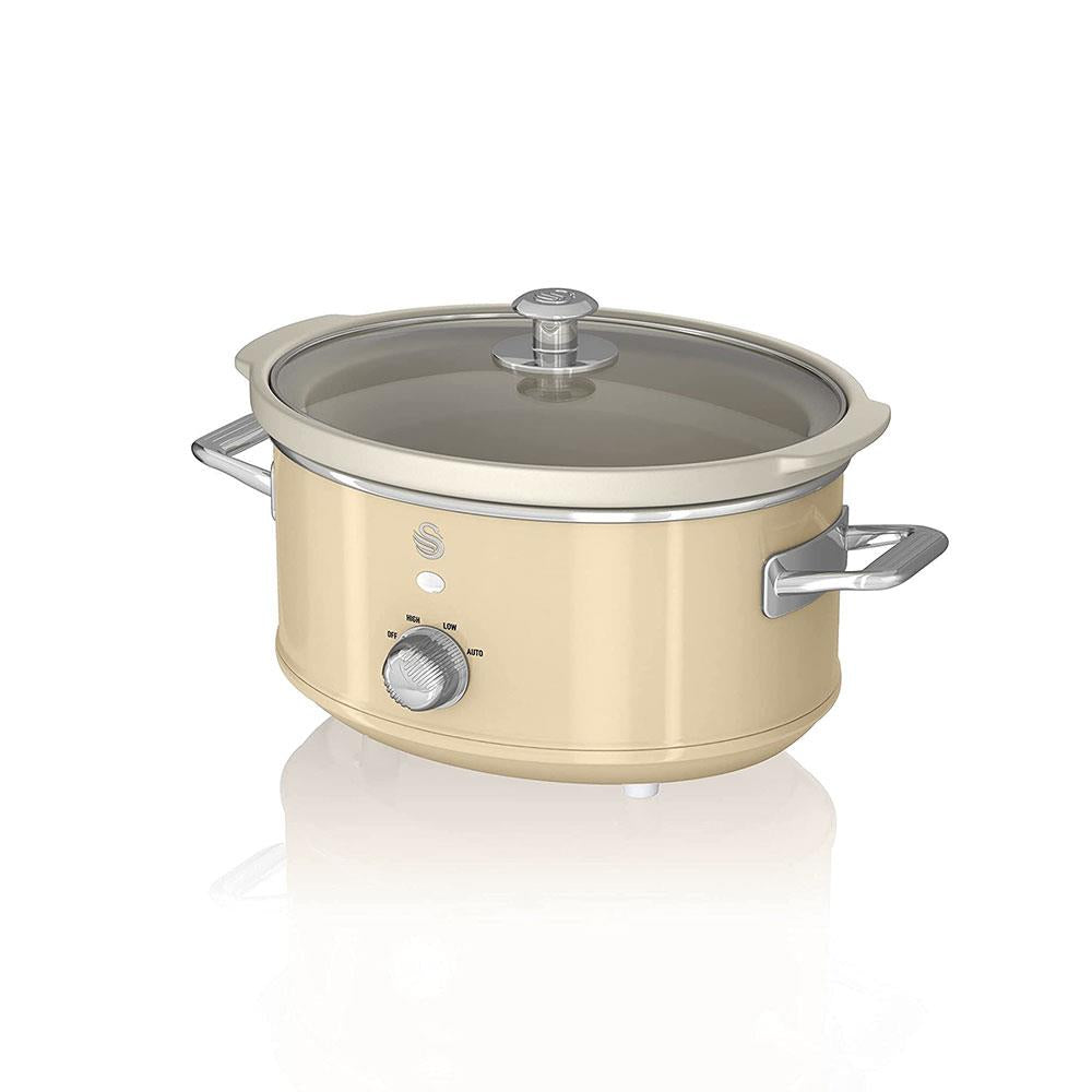 Swan Retro Slow Cooker Stainless Steel 200 W 3.5 Litre - Cream Main image