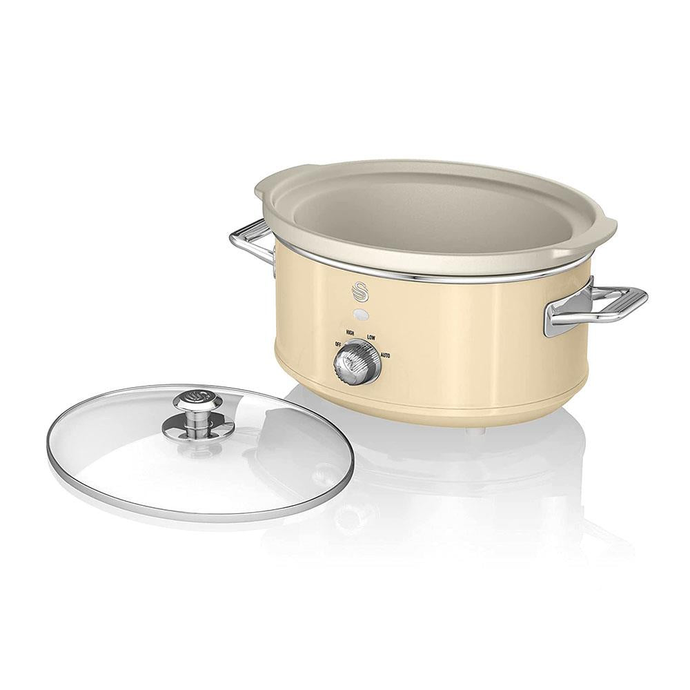 Swan Retro Slow Cooker Stainless Steel 200 W 3.5 Litre - Cream