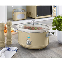Swan Retro Slow Cooker Stainless Steel 200 W 3.5 Litre - Cream