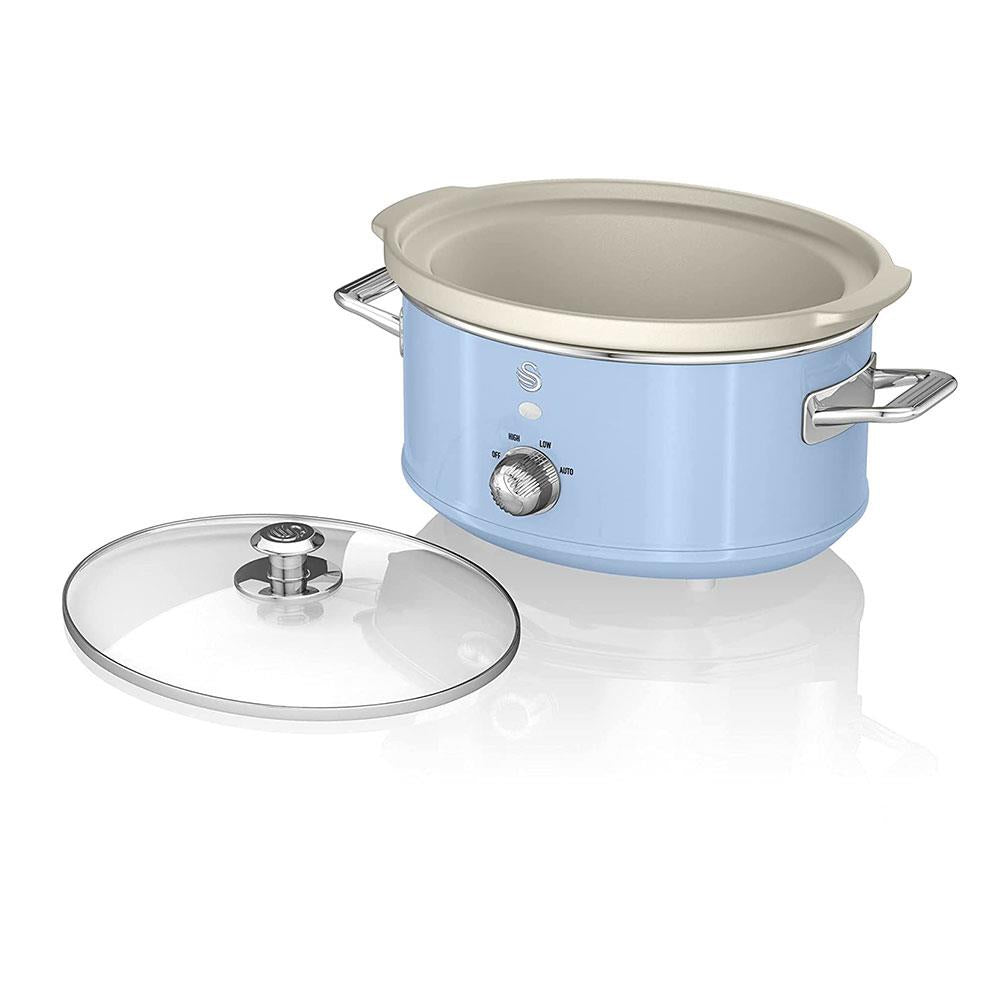 Swan Retro Slow Cooker Stainless Steel 200 W 3.5 Litre - Blue
