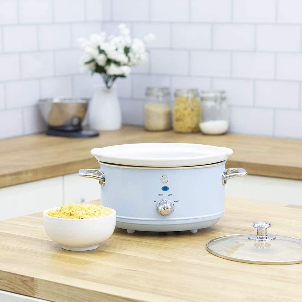 Swan Retro Slow Cooker Stainless Steel 200 W 3.5 Litre - Blue