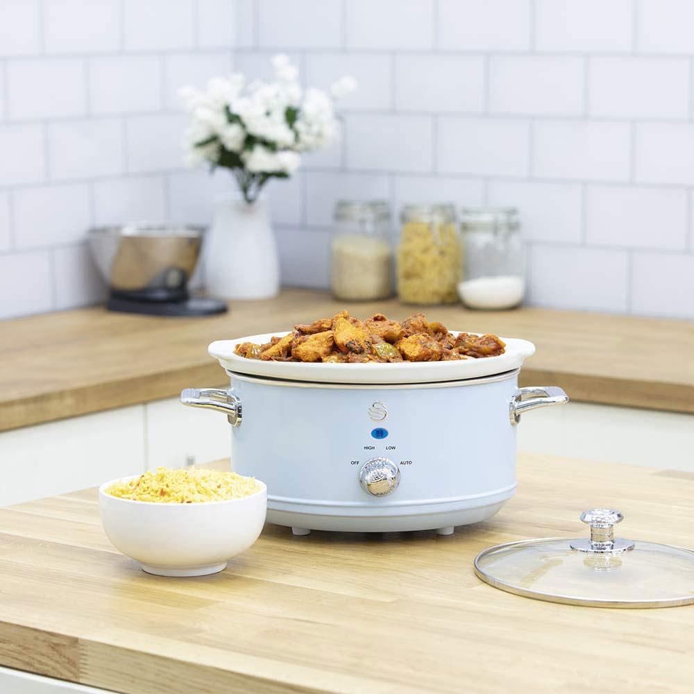 Swan Retro Slow Cooker Stainless Steel 200 W 3.5 Litre - Blue