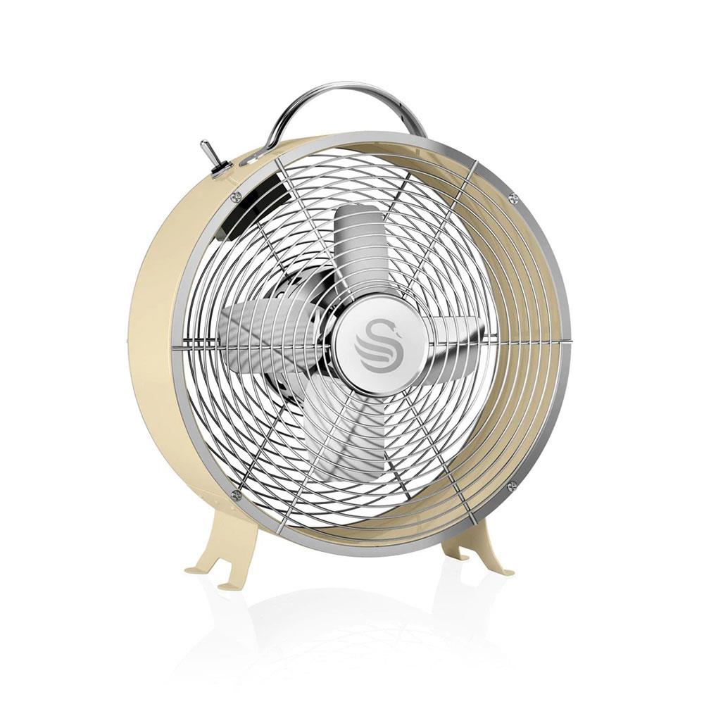 Swan Retro 8 Inch Clock Fan 4 Aluminium Blades 25 W - Cream