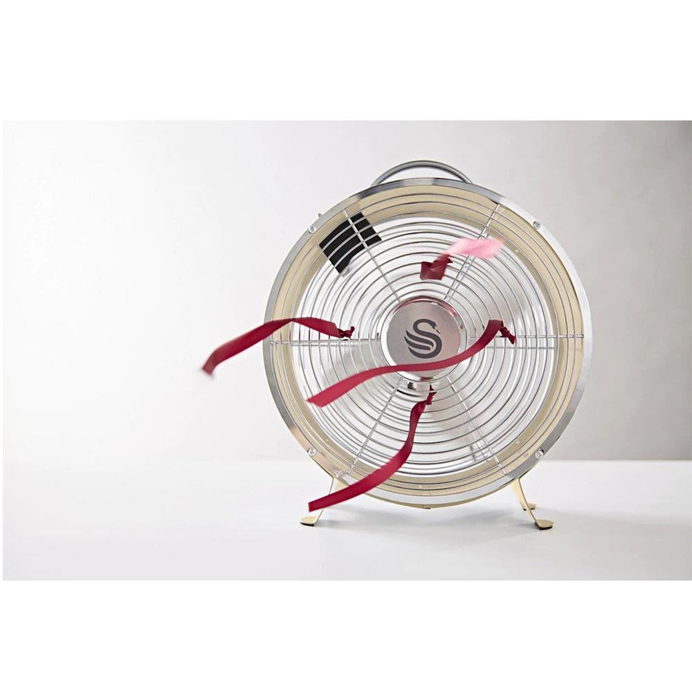 Swan Retro 8 Inch Clock Fan 4 Aluminium Blades 25 W - Cream