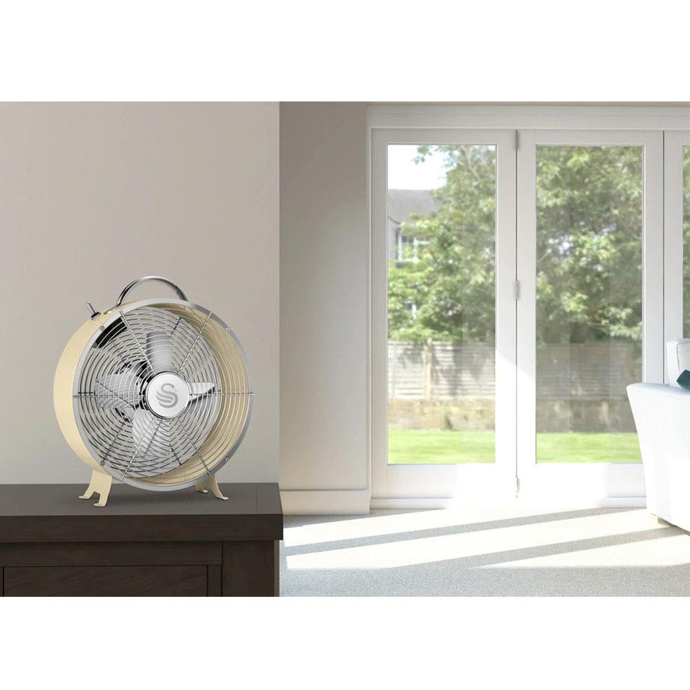 Swan Retro 8 Inch Clock Fan 4 Aluminium Blades 25 W - Cream