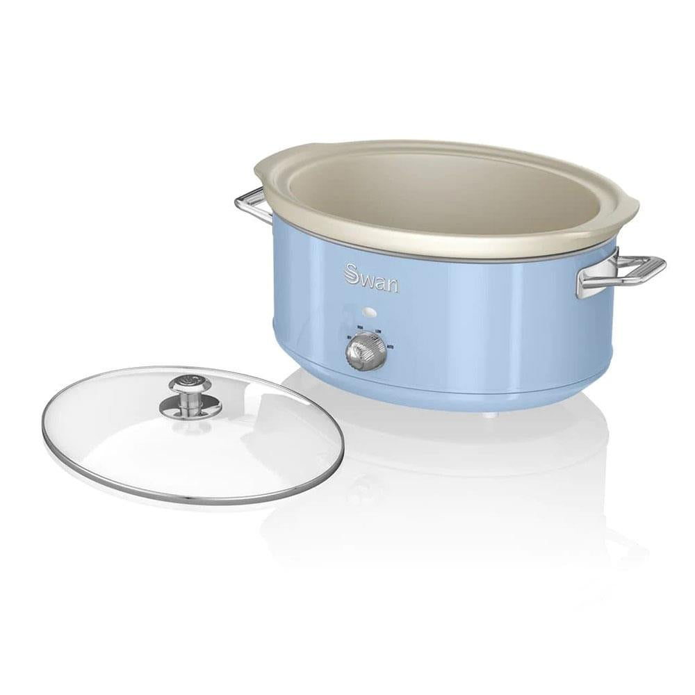 Swan Retro Slow Cooker With 3 Temperature Settings 320 W 6.5 Litre - Blue