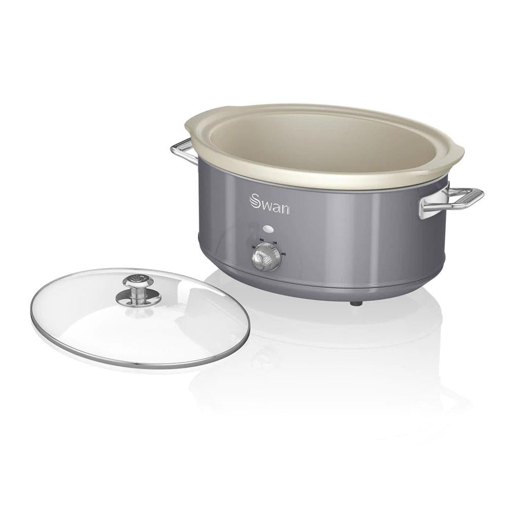 Swan Retro Slow Cooker With 3 Temperature Settings 320 W 6.5 Litre - Grey Secondary image