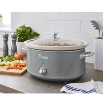 Swan Retro Slow Cooker With 3 Temperature Settings 320 W 6.5 Litre - Grey