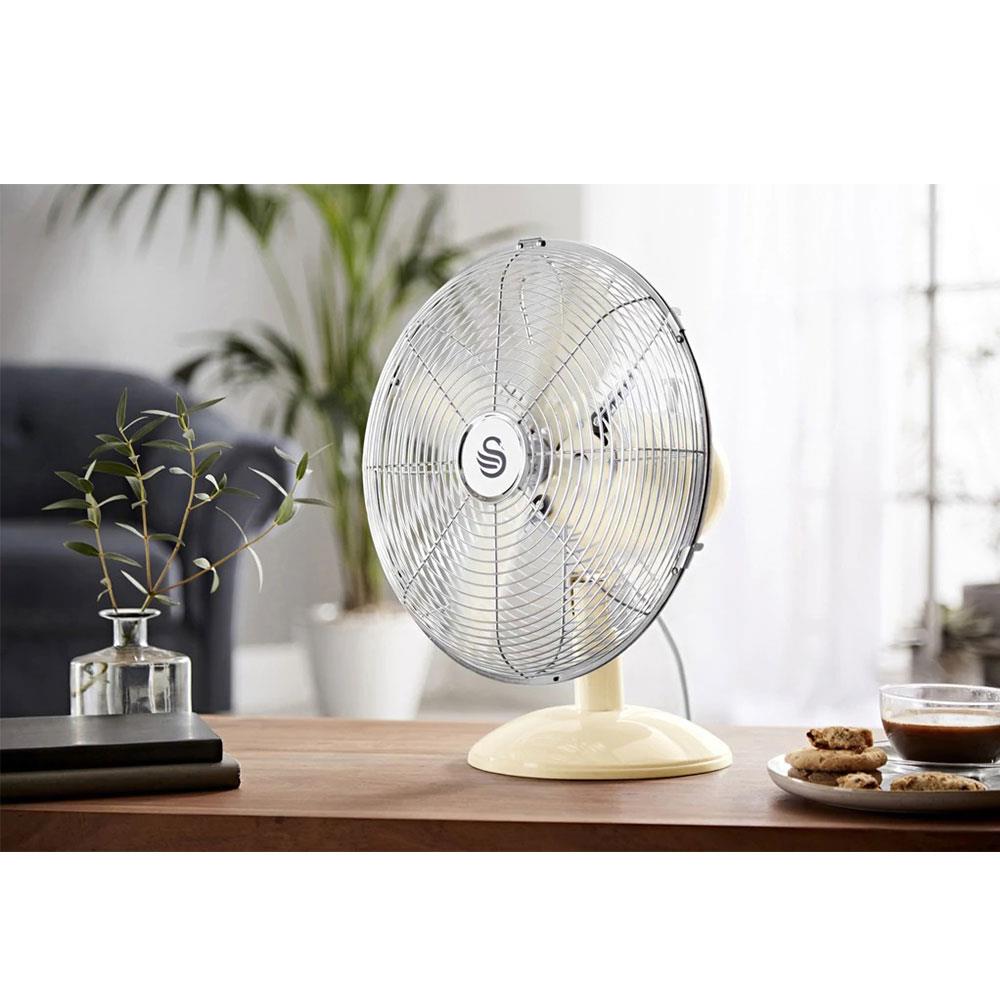 Swan Retro 12 Inch Desk Fan With 3 Speed Settings 35 W - Cream Secondary image