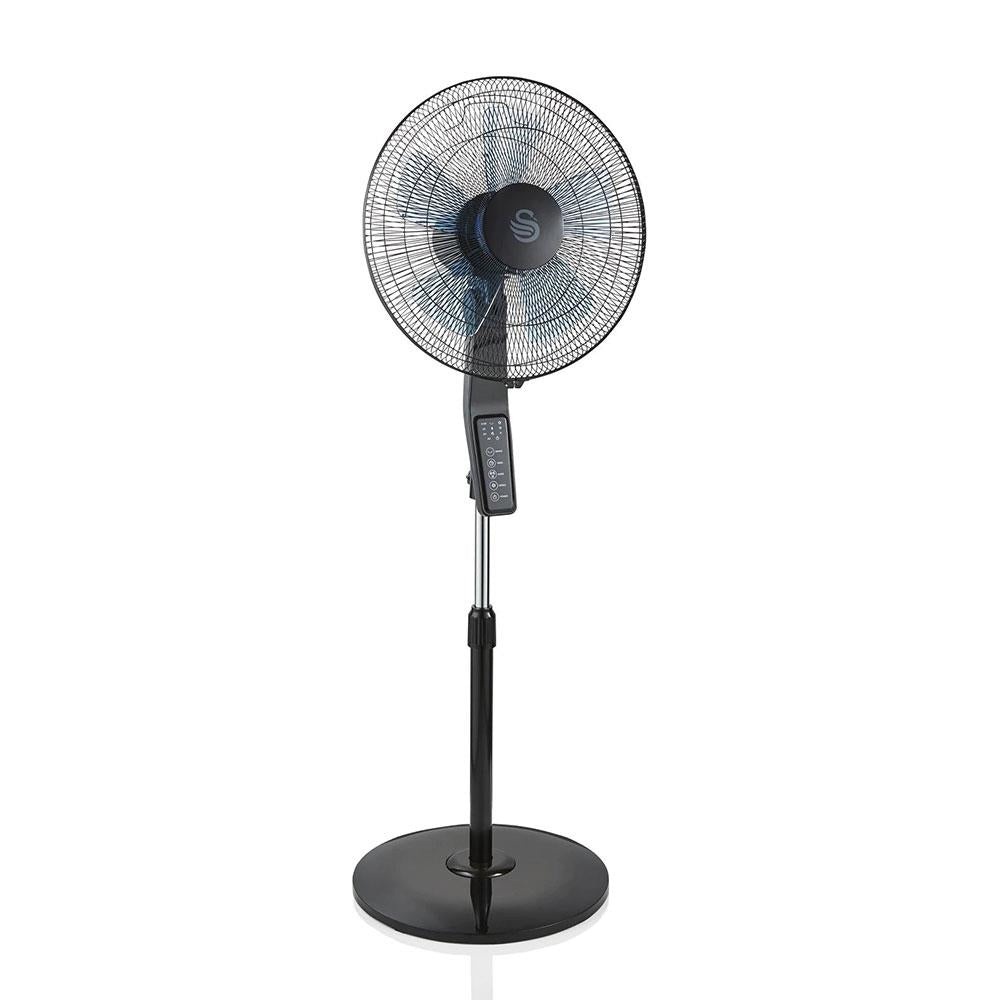 Swan Silence 16 Inch Stand Fan With Remote Controlled 60 W - Black