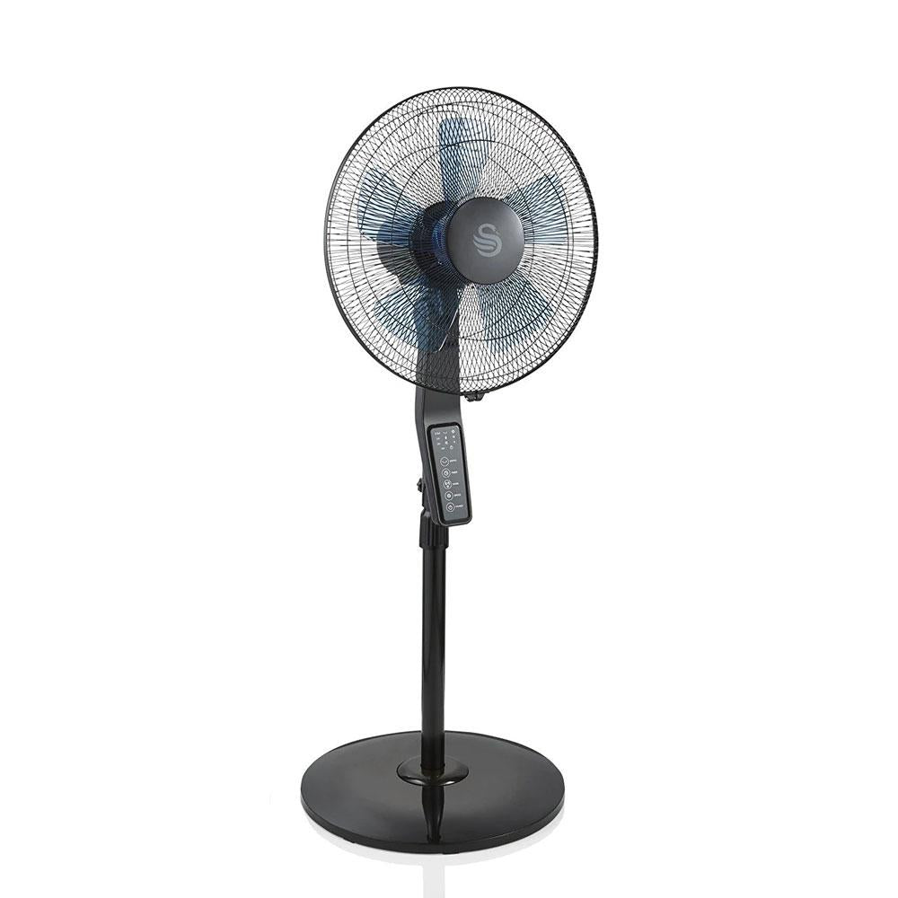 Swan Silence 16 Inch Stand Fan With Remote Controlled 60 W - Black