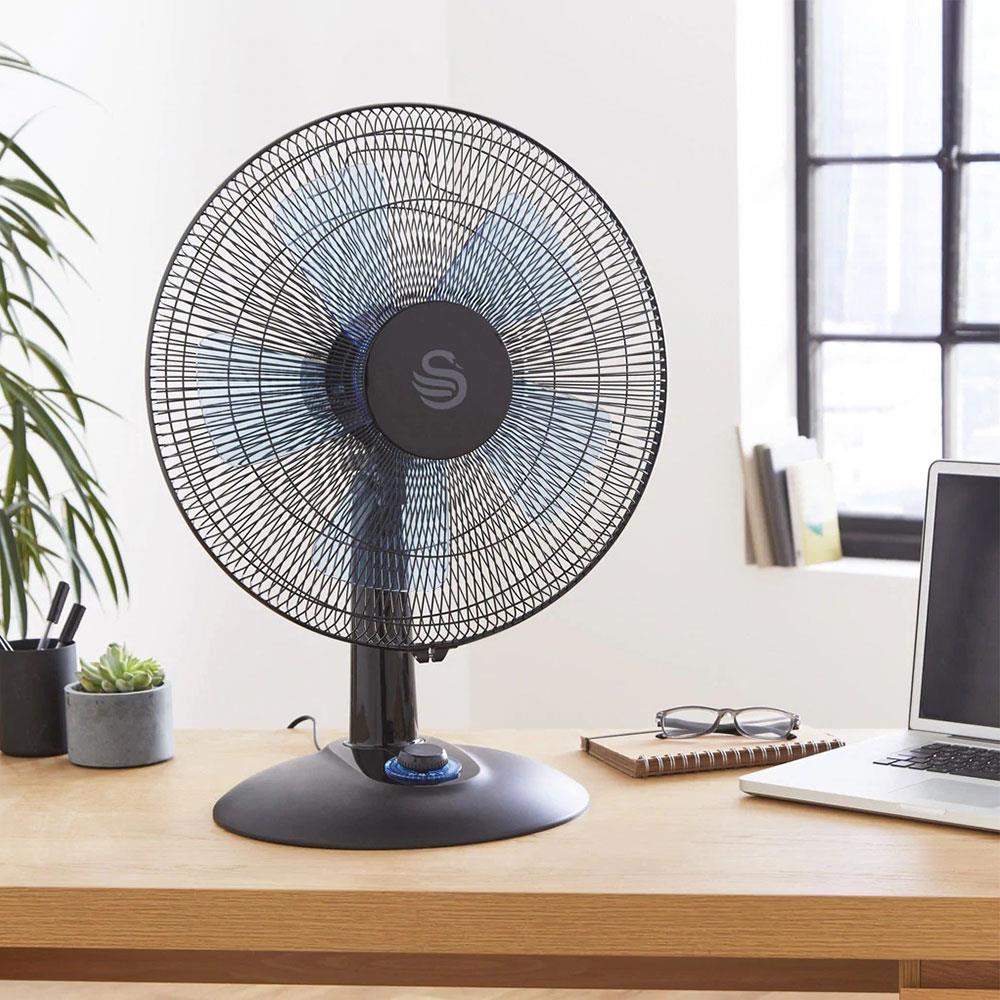 Swan 12 Inch Activair Silence And Turbo Desk Fan With 2 Speeds 60 W - Black Secondary image