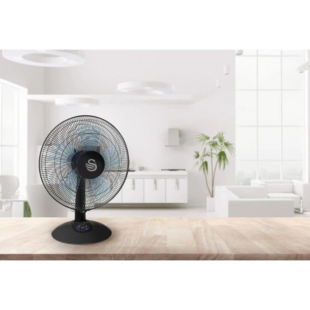 Swan 12 Inch Activair Silence And Turbo Desk Fan With 2 Speeds 60 W - Black