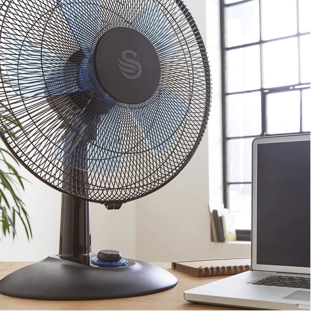 Swan 12 Inch Activair Silence And Turbo Desk Fan With 2 Speeds 60 W - Black