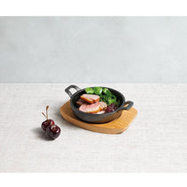 KitchenCraft Artesa Cast Iron Mini Gratin Dish With Serving Board 12cm x 16.5cm x 2cm - Black/Beige