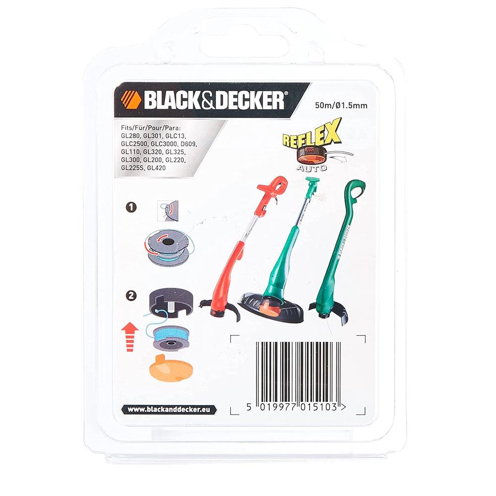Black & Decker Replacement Line On Storage Spool Auto Feed 50M 1.5mm - White