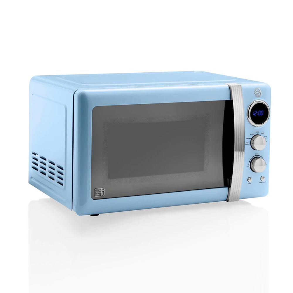 Swan Retro Digital Microwave With 5 Power Levels 800 W 20 Litre - Blue