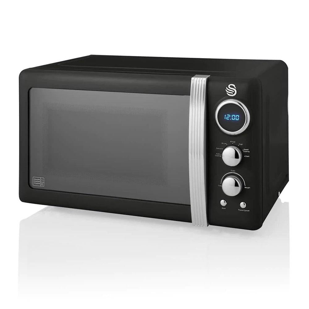 Swan Retro Digital Microwave With 5 Power Levels 800 W 20 Litre - Black