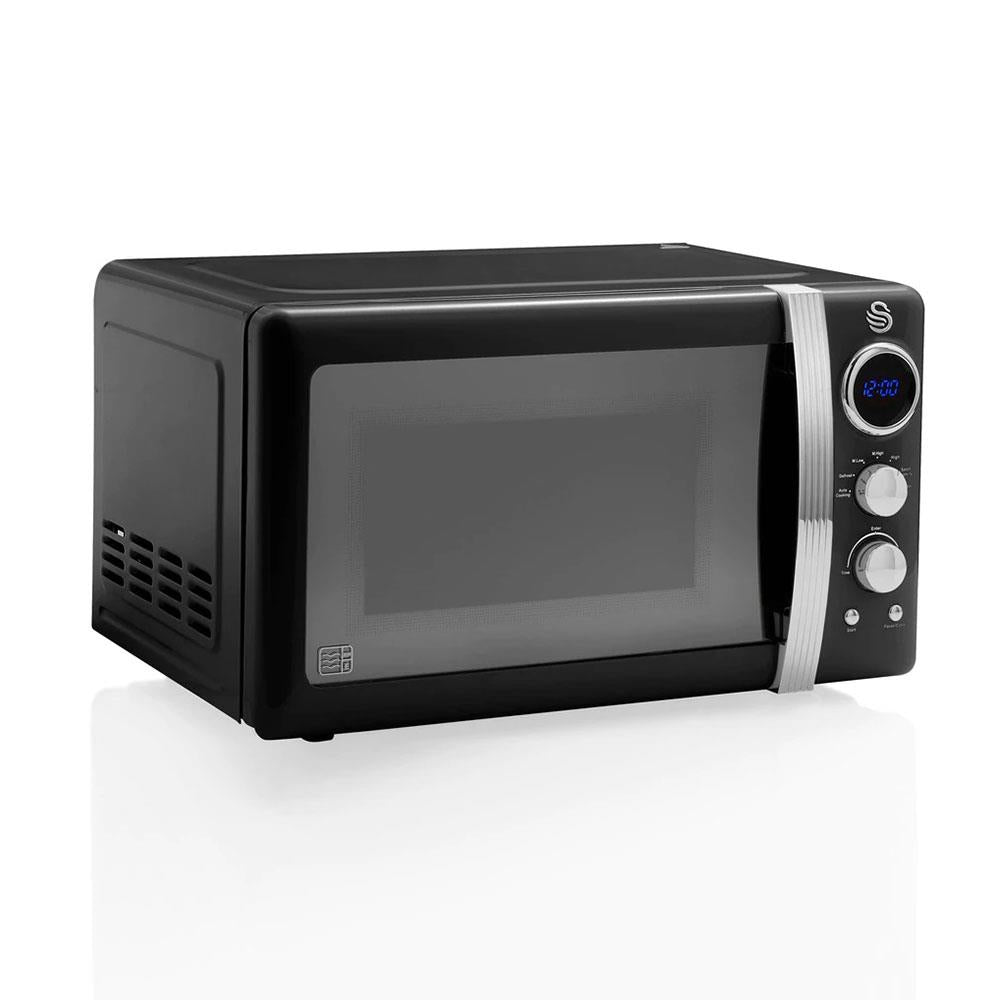 Swan Retro Digital Microwave With 5 Power Levels 800 W 20 Litre - Black