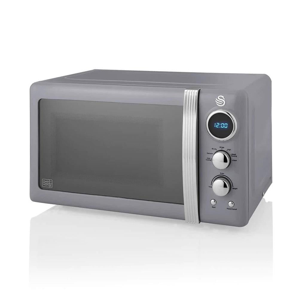 Swan Retro Digital Microwave With 5 Power Levels 800 W 20 Litre - Grey