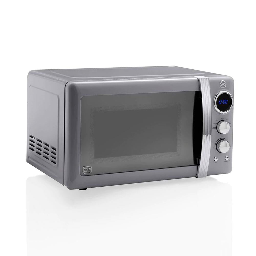 Swan Retro Digital Microwave With 5 Power Levels 800 W 20 Litre - Grey