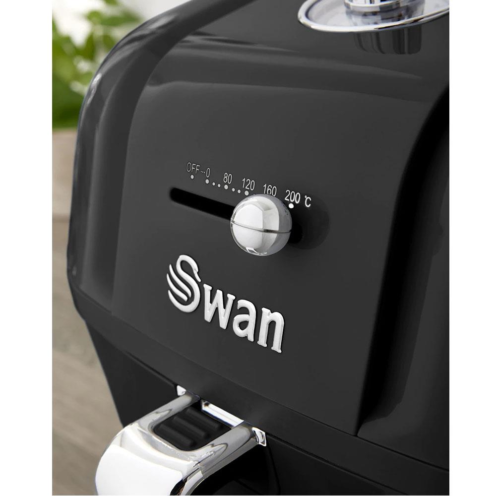 Swan Retro Manual Air Fryer Healthy Frying Non-Stick 6 Litre - Black
