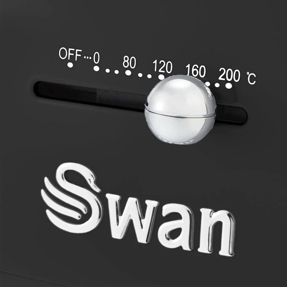 Swan Retro Manual Air Fryer Healthy Frying Non-Stick 6 Litre - Black