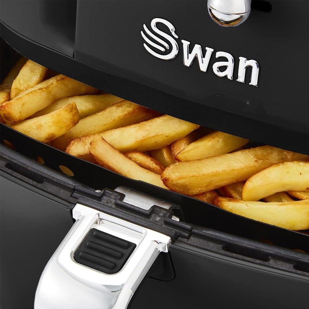 Swan Retro Manual Air Fryer Healthy Frying Non-Stick 6 Litre - Black