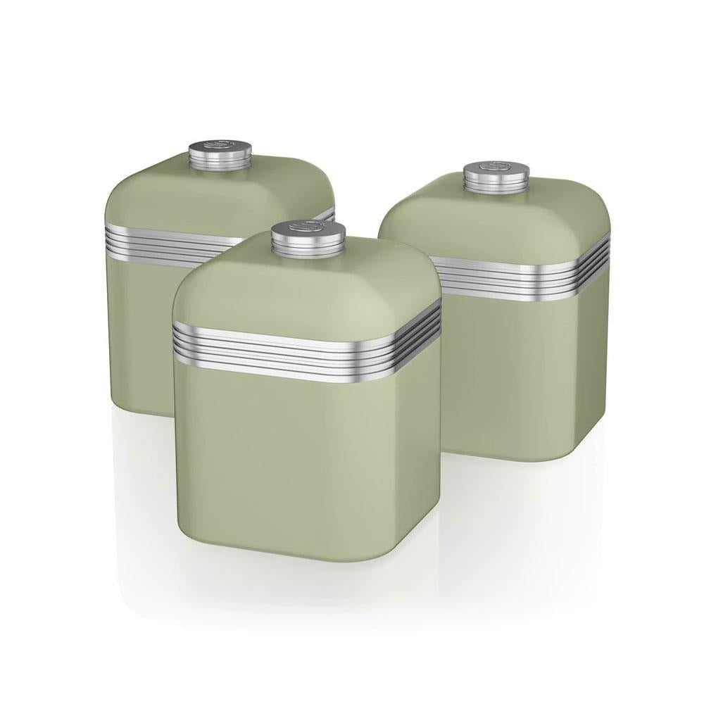 Swan Retro Set of 3 Canisters Tea Coffee Sugar - Green