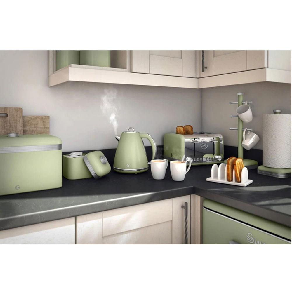 Swan Retro Set of 3 Canisters Tea Coffee Sugar - Green